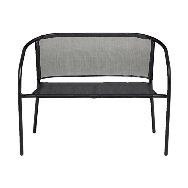 Banc de jardin Mac&eacute;o acier et textil&egrave;ne noir 103x58xH75cm