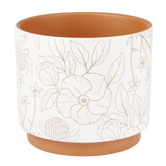 Pot en terre cuite imprimée Ø14xH12cm (4 modèles)