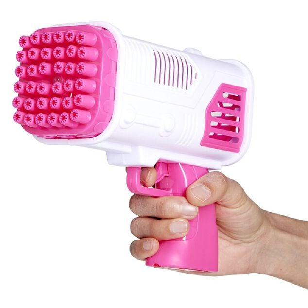 Pistolet &agrave; bulles bazooka 36 buses plastique rose