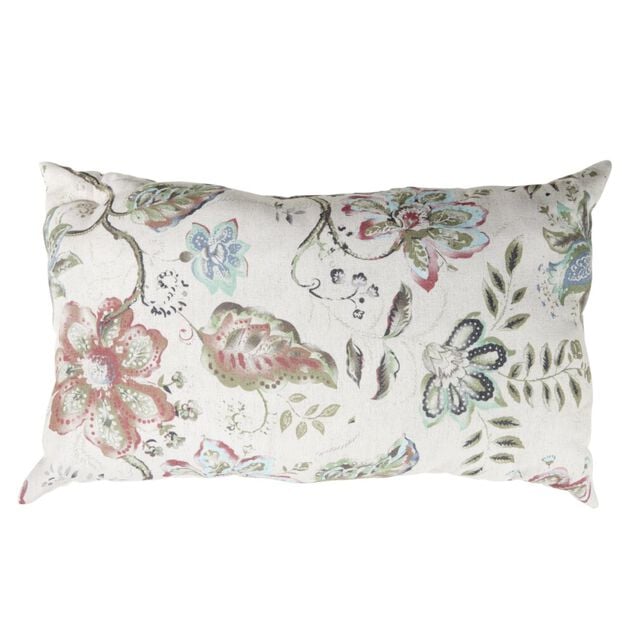 Coussin rectangulaire motif v&eacute;g&eacute;tal Indie effet toile de jute 30x50cm (2 mod&egrave;les)