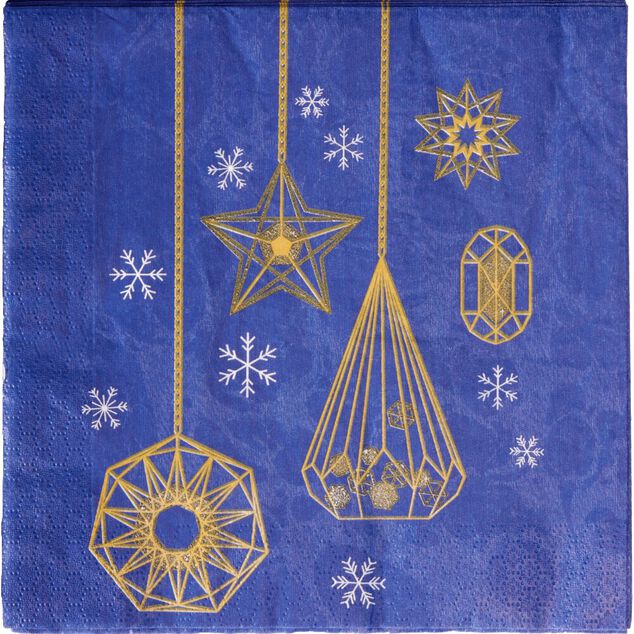 Serviette en papier bleu motif dor&eacute; x20