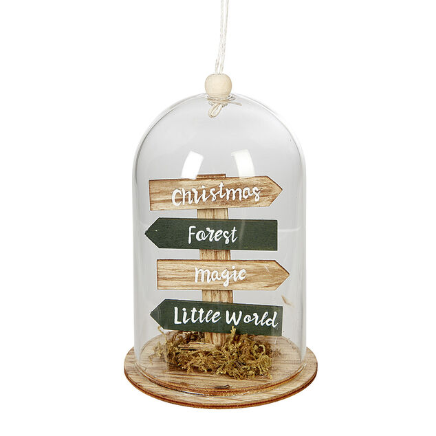 Décoration de Noël sous cloche 4 panneaux avec inscription