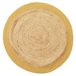 Tapis rond jute naturel contour jaune Ø90cm
