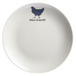 Assiette &agrave; dessert beige motif poule