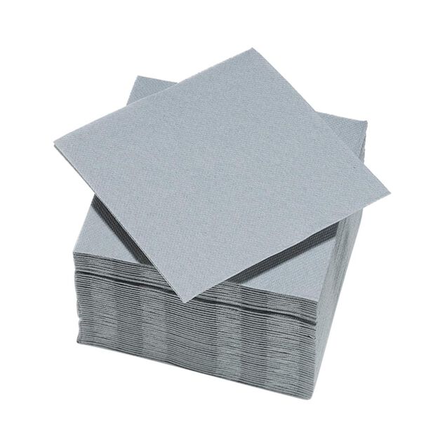 Serviette cocktail carr&eacute;e gris clair 2 plis en papier x40