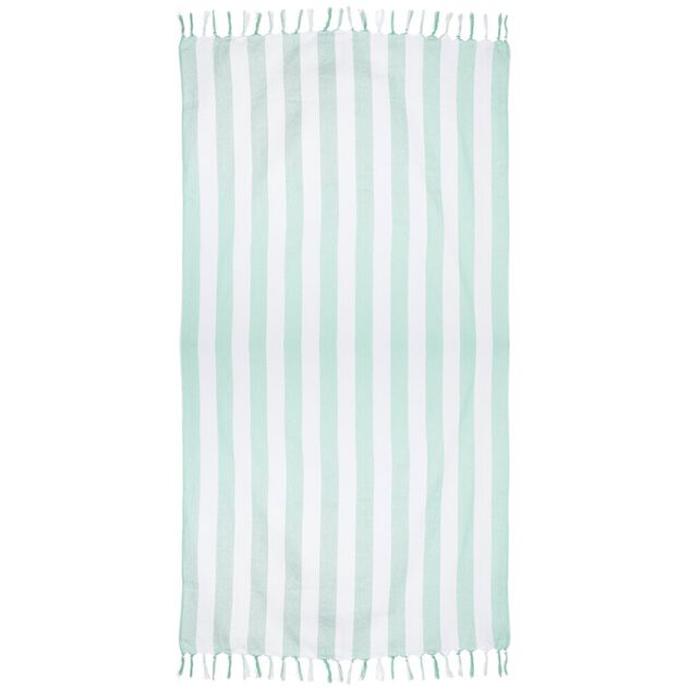 Fouta de plage 1 personne marini&egrave;re blanc et corail 90x180cm