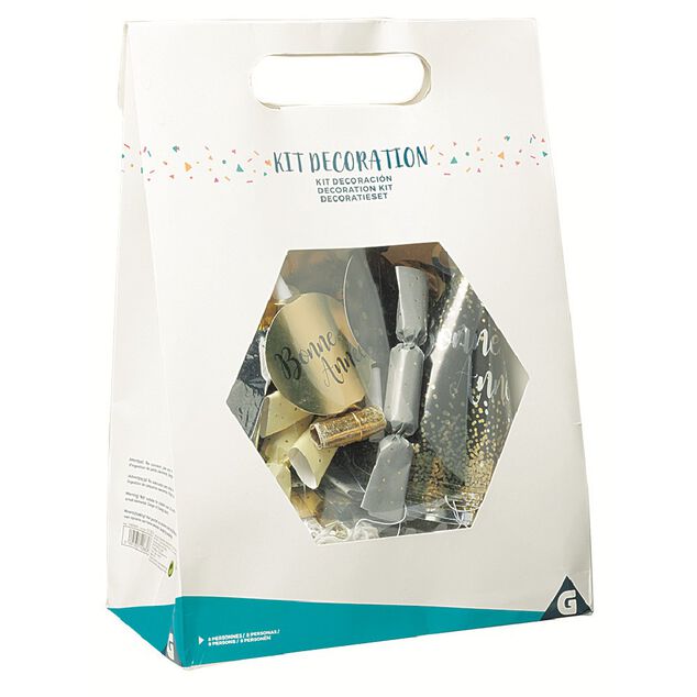 Kit de décoration or argent noir 8 personnes