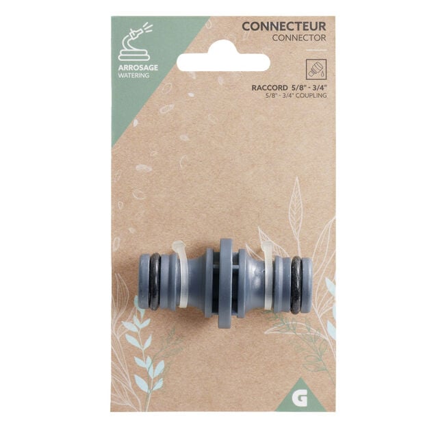 Connecteur pour tuyau 2 pi&egrave;ces raccord 5/8" et 3/4"