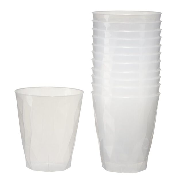 Lot de 12 verres 340ml plastique transparent martelé Ø8,4xH9,5cm