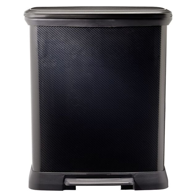 Poubelle &agrave; p&eacute;dale plastique noir carbone 30L