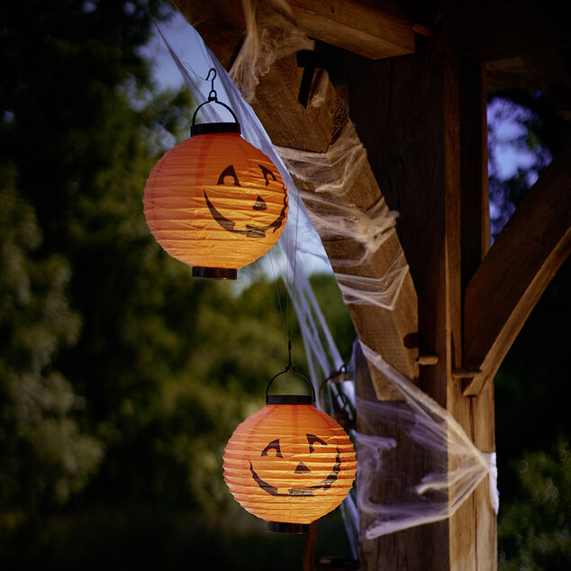 Lanterne en papier ronde lumineuse &agrave; suspendre Halloween (2 mod&egrave;les)