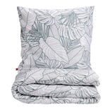 Parure de lit 1 personne 140x200cm polyester motif feuillage vert et blanc