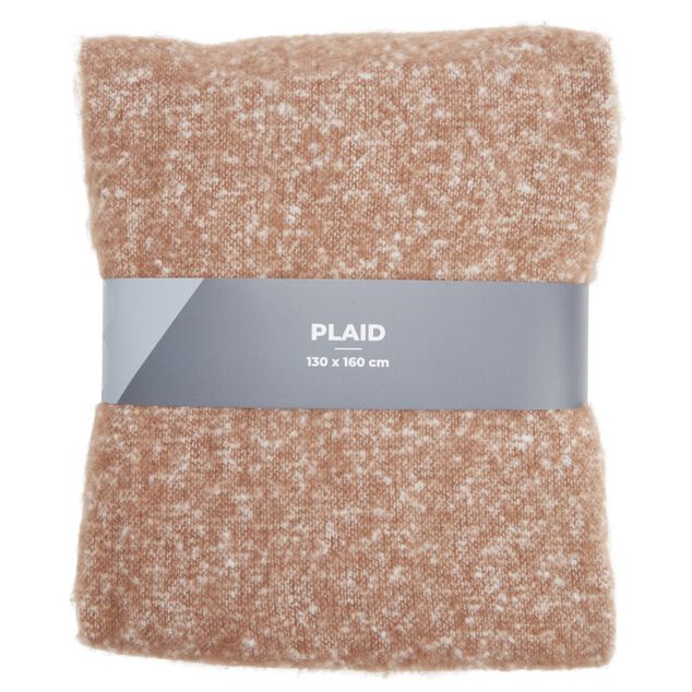 Plaid &agrave; franges uni marron 130x160cm