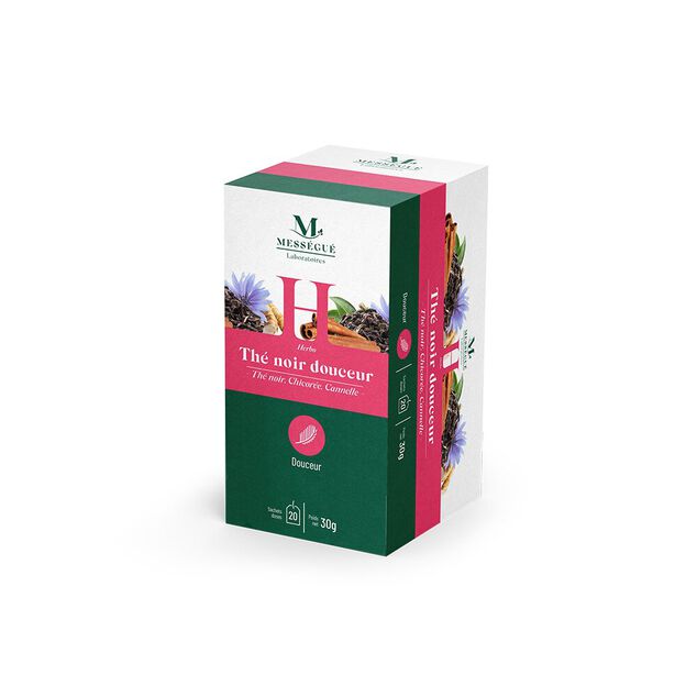 Infusion th&eacute; noir douceur Mess&eacute;gu&eacute; chicor&eacute;e et cannelle 20 sachets