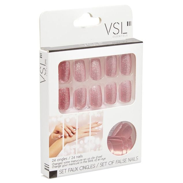 Kit faux ongles rose dor&eacute;