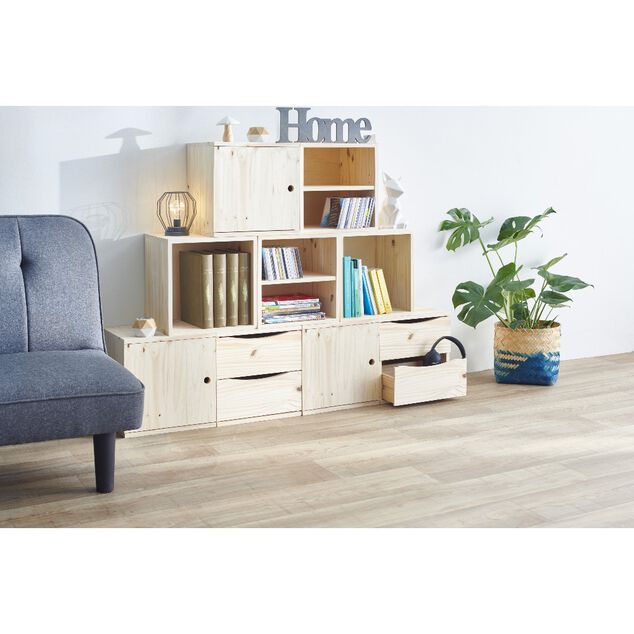 Cube de rangement 1 case pin naturel
