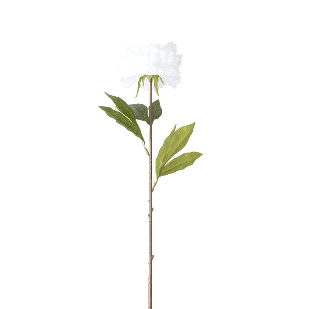Fleur artificielle 1 tige pivoine blanche H66cm