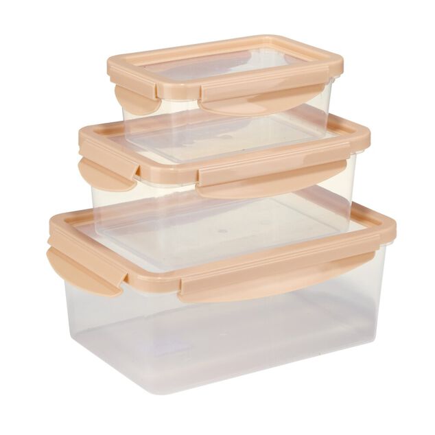 Bo&icirc;te alimentaire x3 plastique et silicone 500/1200/2200ml (2 mod&egrave;les rose ou vert)