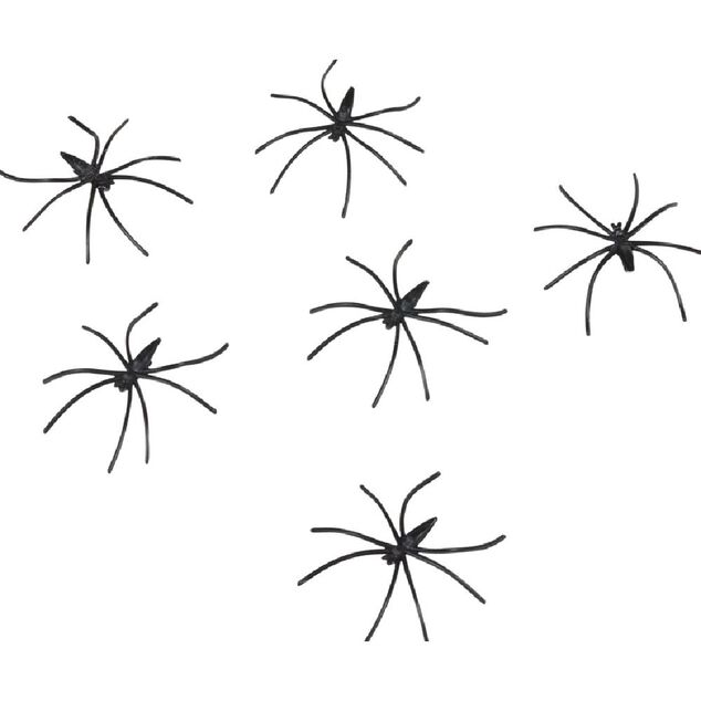 Toile d'araignée blanche avec 6 araignées Halloween