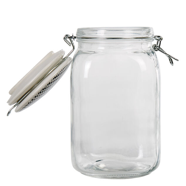 Bocal herm&eacute;tique transparent avec couvercle design ethnique 1,5 L