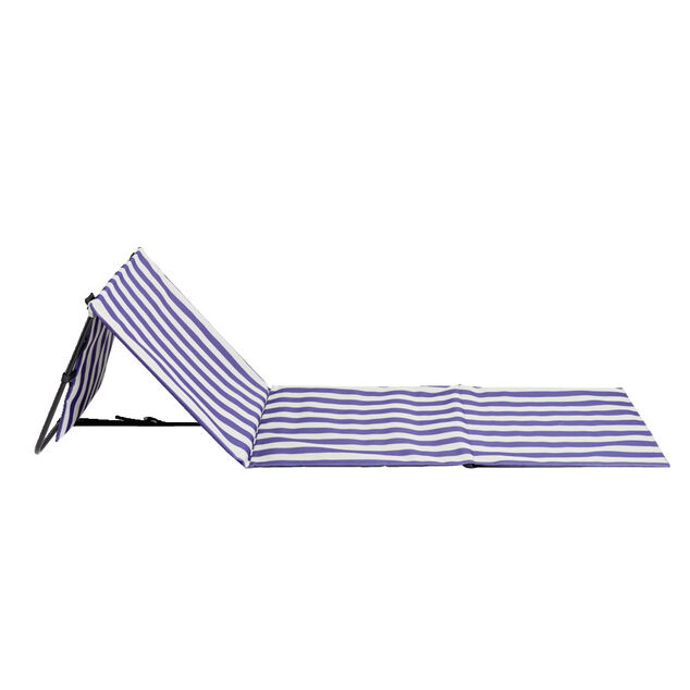 Dossier de plage marini&egrave;re bleu et blanc 143x51xH41cm