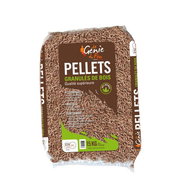 Granul&eacute;s de bois pellets 15kg G&eacute;nie du Feu qualit&eacute; sup&eacute;rieure
