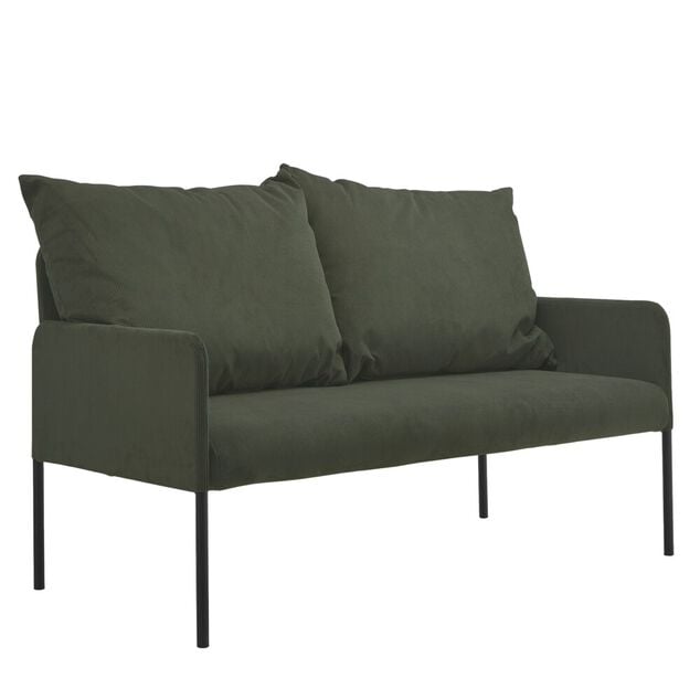 Canap&eacute; Haly 2 places tissu vert kaki 144xH96x76.5cm