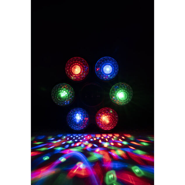 Jeu de lumi&egrave;re 6 boules disco RGB 3 programmes 24x22,8cm