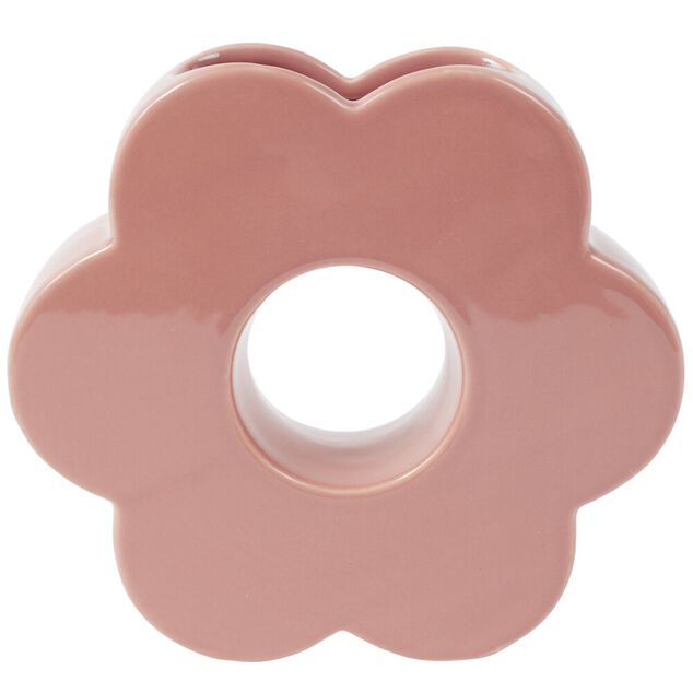 Vase en dolomite forme fleur 20xH18cm (2 mod&egrave;les bleu ou rose)