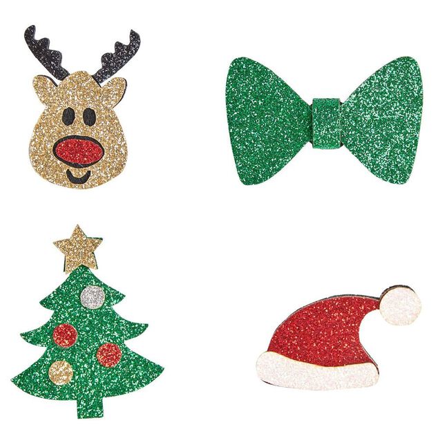 Pins Noël pailleté x4