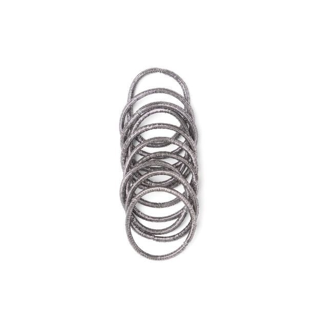 Lot de 15 &eacute;lastiques &agrave; cheveux polyester noir et fil m&eacute;tallique argent&eacute;