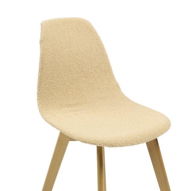 Housse de chaise tissu bouclette beige 45x40x48cm