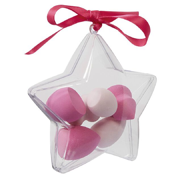 Éponge cosmétique x6 dans boîte Noël plastique transparent (2 modèles)