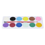 Palette de peinture &agrave; l'eau 12 couleurs avec pinceau 8x25cm