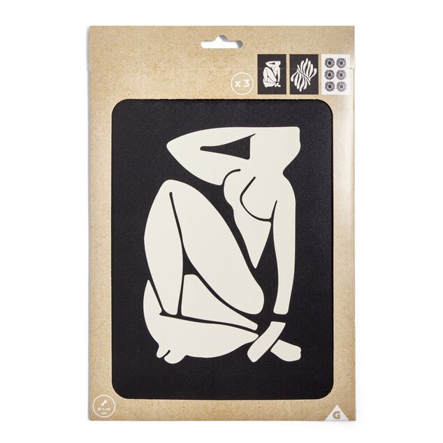 Affiche papier x3 thème contemporain noir et beige 30x40cm