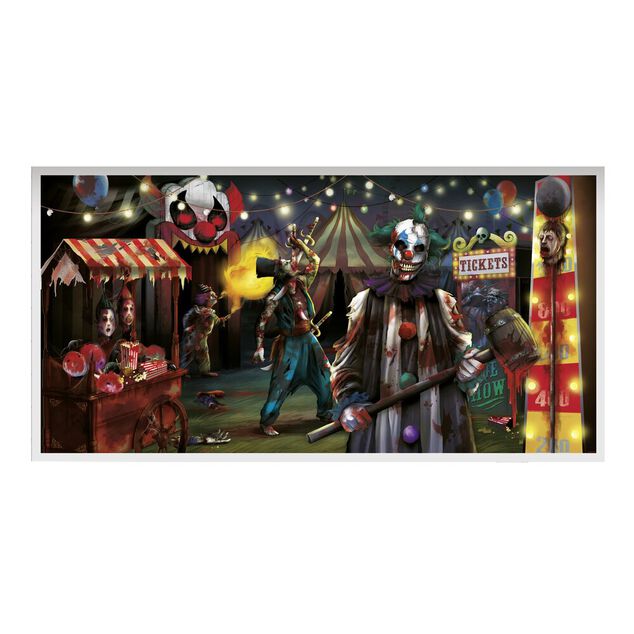 Banni&egrave;re Halloween clown effrayant 165x83cm