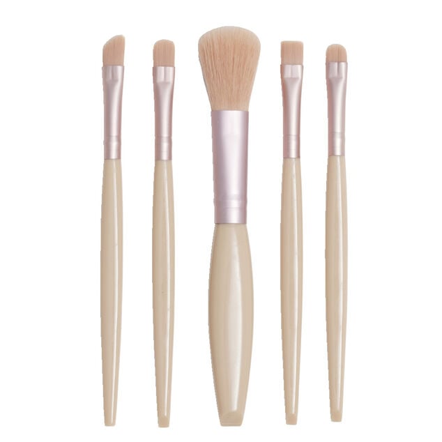 Kit de 5 pinceaux &agrave; maquillage dans bo&icirc;te avec miroir 7x13,5cm