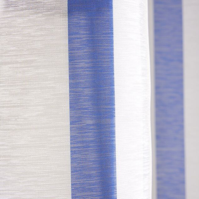 Voilage &agrave; oeillets 140x240cm polyester bayad&egrave;re rayures blanc et bleu