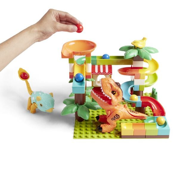 Jeu de construction bloc 78 pi&egrave;ces avec 2 dinosaures et billes