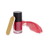 Boule de Noël transparente Ø8cm avec lime et vernis à ongles rouge