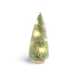 Décoration sapin vert lumineux LED blanc chaud H16cm à piles