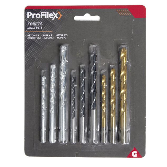 Lot de 9 forets acier