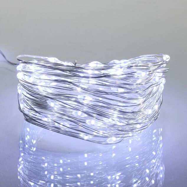 Guirlande de No&euml;l lumineuse 120LED fil cuivre blanc froid L890cm