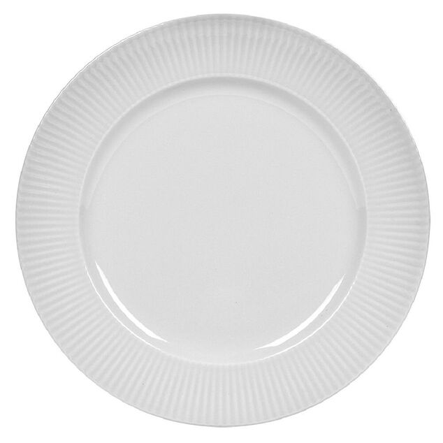 Assiette plate ronde contour stri&eacute; gris perle &Oslash;27cm