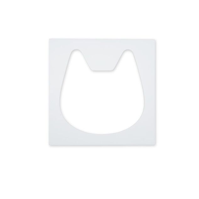 Porte pour Box Cube ouverture t&ecirc;te de chat bois blanc 32x32cm