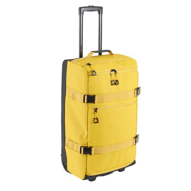 Valise souple 55L taille moyenne 2 roues textile jaune 36,5x24xH66cm