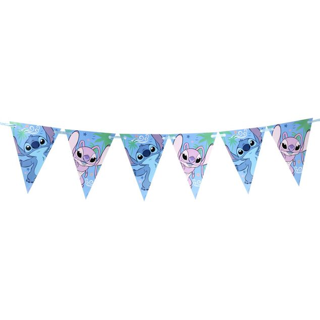 Guirlande Disney Stitch fanion papier bleu 2,3m