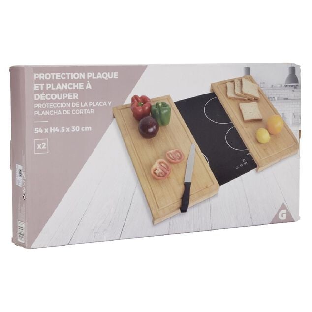 Protection plaque et planche à découper bois x2