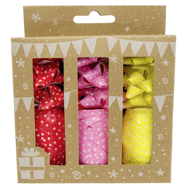 Noeud m&eacute;tallis&eacute; x9 avec bolduc x3 multicolore