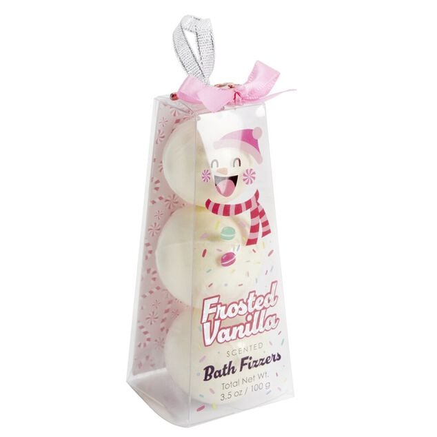 Bombe de bain empil&eacute;e forme bonhomme de neige 3x100gr